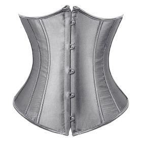 SEXY Gothic Underbust Corset and Waist cincher Bustiers Top Workout Shape Body Belt Plus size Lingerie S-6XL (Color: GRAY, size: XXL)