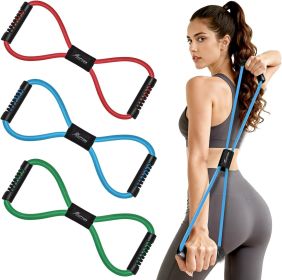 Resistance Bands, Figure 8 Exercise Bands for Women Men, 8 Shaped Resistance Bands for Arms, Chest Expander (Color: red, blue, green)
