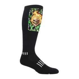 Block Deadlift Socks (Color: Evil Flaming Skull, size: 1-Pack)