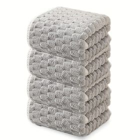 "Luxury Ultra-Fine Fiber Bath Towels (1 or 4-Piece) - Super Absorbent Quick-Dry Textured Towel for Spa, Fitness & Travel - 300GSM Waffle Weave" (Quantity: 4 piece blue)
