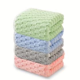 "Luxury Ultra-Fine Fiber Bath Towels (1 or 4-Piece) - Super Absorbent Quick-Dry Textured Towel for Spa, Fitness & Travel - 300GSM Waffle Weave" (Quantity: 4-piece set mixed colors)